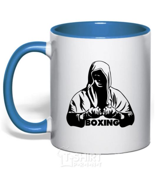 Mug with a colored handle Boxing royal-blue фото