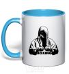 Mug with a colored handle Boxing sky-blue фото