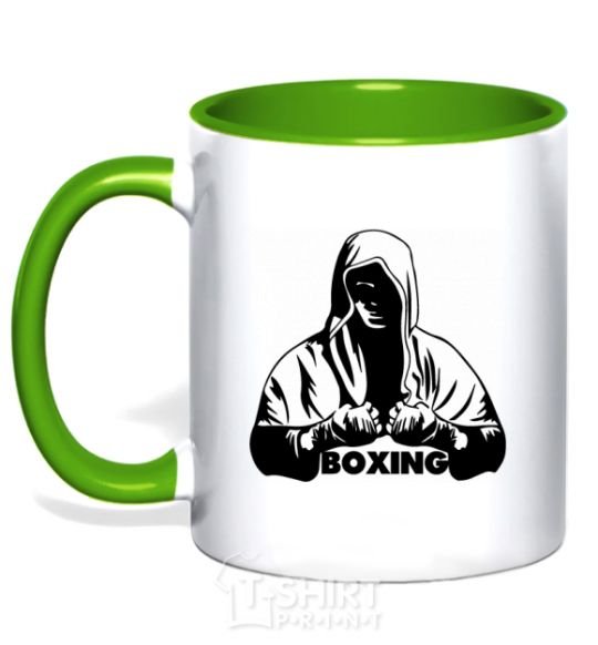 Mug with a colored handle Boxing kelly-green фото