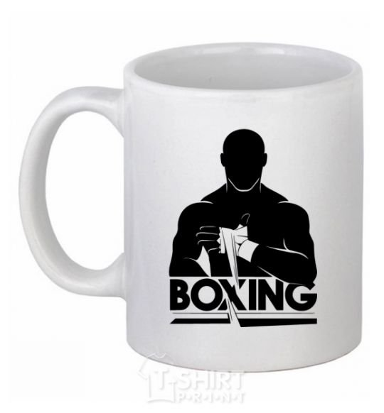 Ceramic mug Boxing man White фото