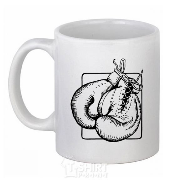 Ceramic mug Boxing gloves White фото