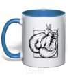 Mug with a colored handle Boxing gloves royal-blue фото