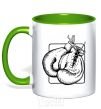 Mug with a colored handle Boxing gloves kelly-green фото