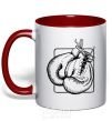 Mug with a colored handle Boxing gloves red фото