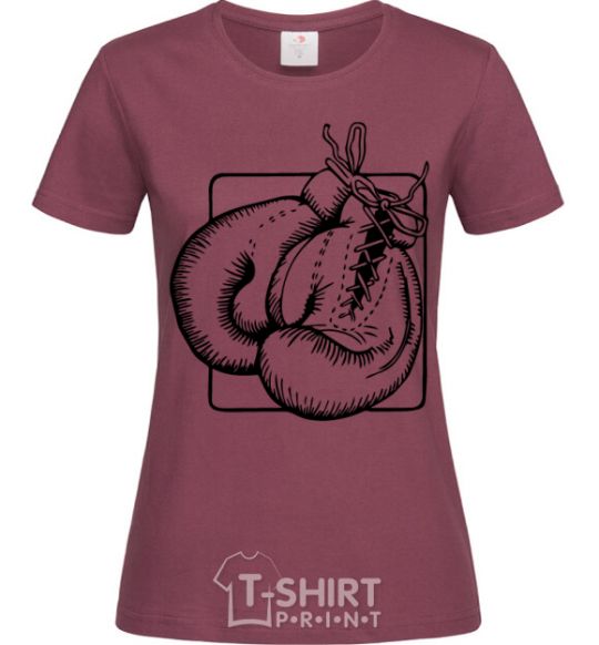 Women's T-shirt Boxing gloves burgundy фото