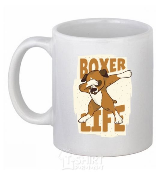 Ceramic mug Boxer life White фото