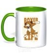 Mug with a colored handle Boxer life kelly-green фото