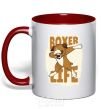 Mug with a colored handle Boxer life red фото