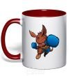 Mug with a colored handle Kangaroo boxing red фото