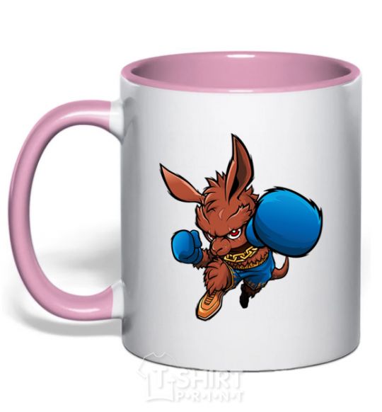 Чашка с цветной ручкой Кенгуру бокс Нежно розовый фото