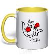 Mug with a colored handle Кенгуру боксер yellow фото