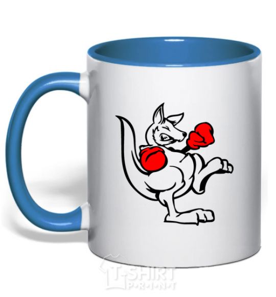 Mug with a colored handle Кенгуру боксер royal-blue фото