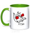 Mug with a colored handle Кенгуру боксер kelly-green фото