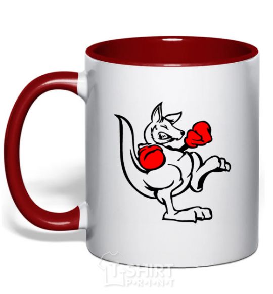 Mug with a colored handle Кенгуру боксер red фото