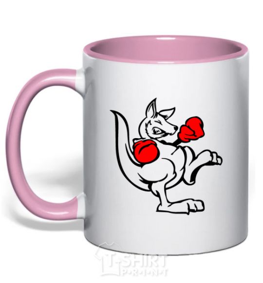 Mug with a colored handle Кенгуру боксер light-pink фото
