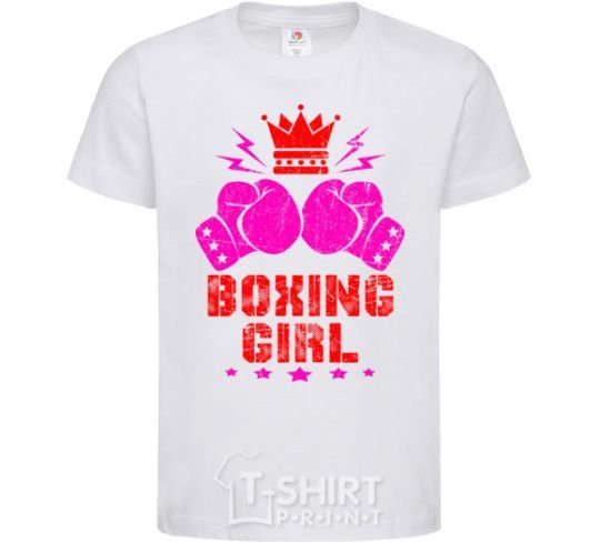 Kids T-shirt Boxing girl White фото