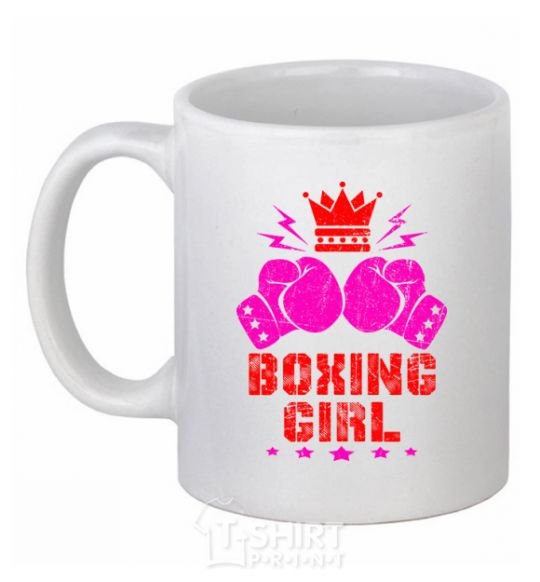 Ceramic mug Boxing girl White фото