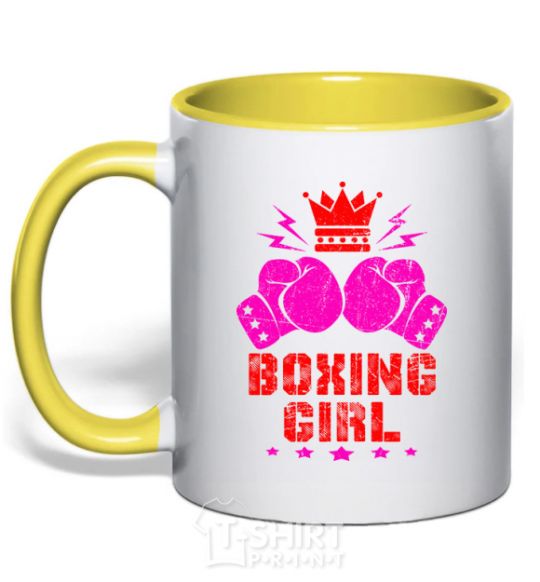 Чашка с цветной ручкой Boxing girl Солнечно желтый фото