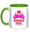 Mug with a colored handle Boxing girl kelly-green фото