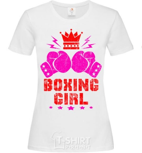 Women's T-shirt Boxing girl White фото