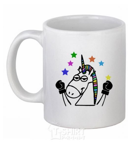 Ceramic mug Unicorn fighter White фото