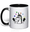 Mug with a colored handle Unicorn fighter black фото