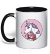 Mug with a colored handle Unicorn Boxer V.1 black фото