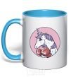 Mug with a colored handle Unicorn Boxer V.1 sky-blue фото