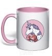 Mug with a colored handle Unicorn Boxer V.1 light-pink фото