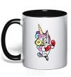 Mug with a colored handle Evil unicorn black фото