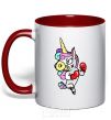 Mug with a colored handle Evil unicorn red фото