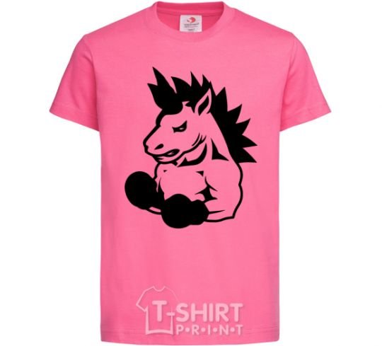 Детская футболка Единорог боксер Ярко-розовый фото