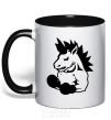 Mug with a colored handle Unicorn Boxer black фото