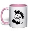 Mug with a colored handle Unicorn Boxer light-pink фото
