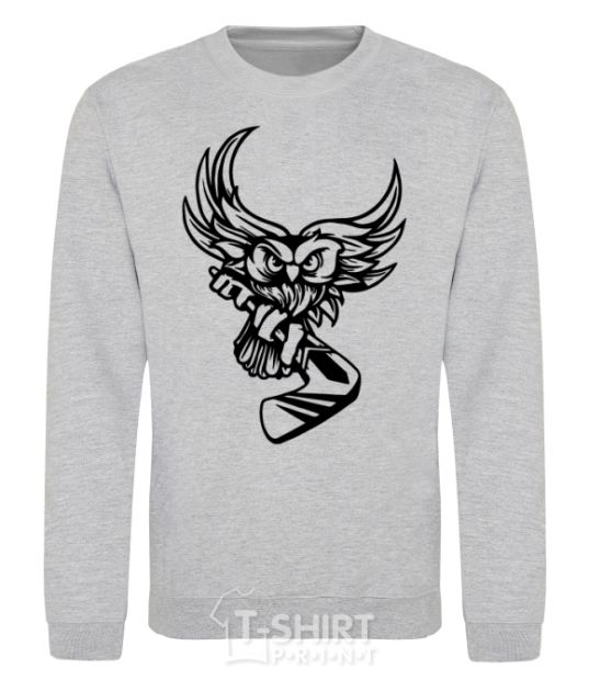 Sweatshirt An owl with a hockey stick sport-grey фото