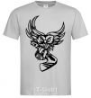 Men's T-Shirt An owl with a hockey stick grey фото