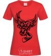 Women's T-shirt An owl with a hockey stick red фото