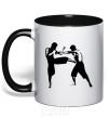 Mug with a colored handle Fighting people black фото