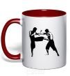 Mug with a colored handle Fighting people red фото