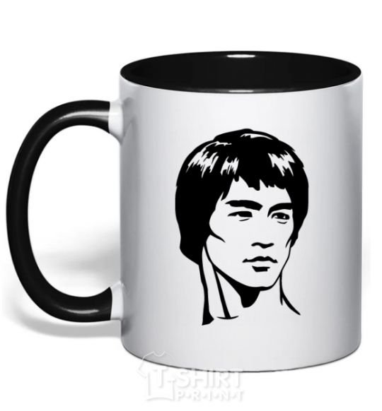 Mug with a colored handle Bruce Lee black фото