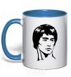 Mug with a colored handle Bruce Lee royal-blue фото