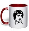 Mug with a colored handle Bruce Lee red фото