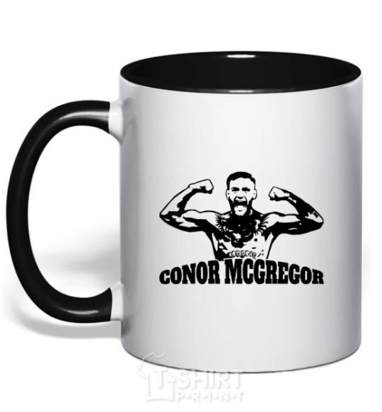 Mug with a colored handle Conor black фото