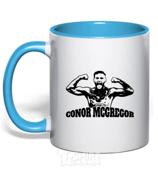 Mug with a colored handle Conor sky-blue фото