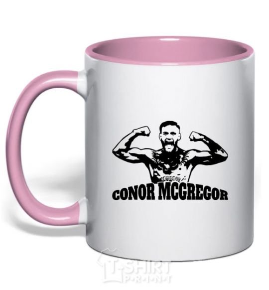 Mug with a colored handle Conor light-pink фото