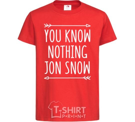 Kids T-shirt You know nothing red фото