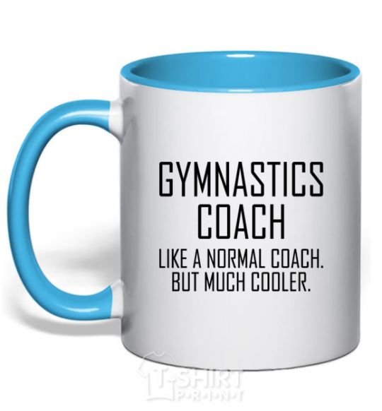 Mug with a colored handle Gymnastic coach cooler sky-blue фото