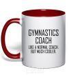 Mug with a colored handle Gymnastic coach cooler red фото