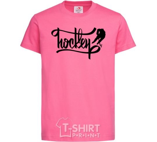 Детская футболка Хоккей надпись Ярко-розовый фото