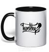 Mug with a colored handle Hockey lettering black фото